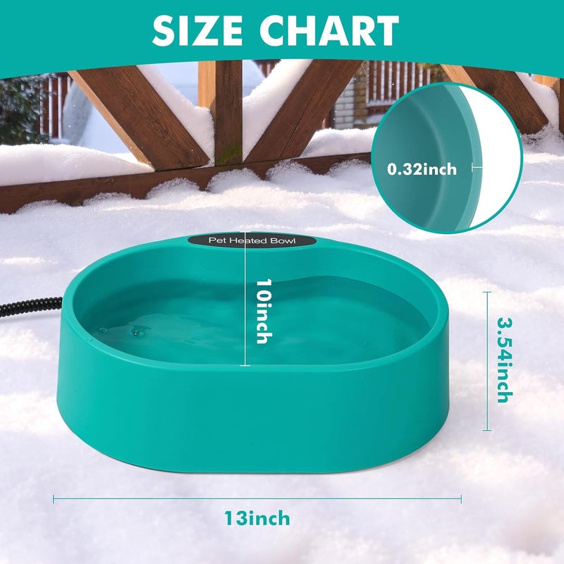 ZOCHIXEL 3.7L Heated Water Bowl for Dog & Cat, Outdoor Heated Dog Bowl, Large Waterproof Heated Warming Pet Bowl for Outside, Anti-Freeze Heated Pet Water Dish for Rabbit, Chicken, Duck, Squirrel (35 Watts) - Image 5